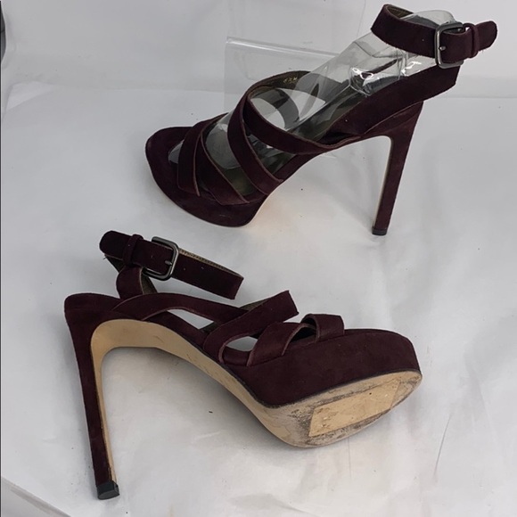Stuart Weitzman 6.5 Purple Suede Stiletto Sandals - Picture 3 of 13